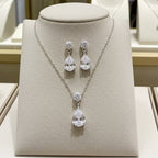 Set Completo in Oro Bianco 18k - Collana e Orecchini con diamante naturale 1,50 ct