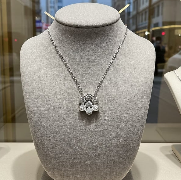 Collana a Fiore - Oro Bianco 18k diamanti naturali 1,40ct