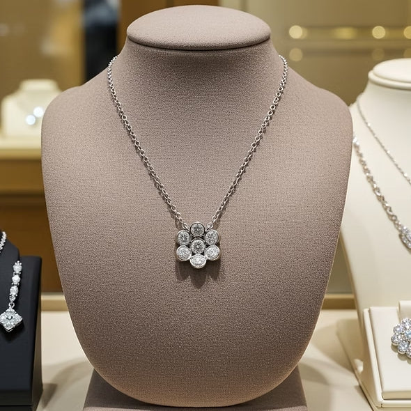Collana a Fiore - Oro Bianco 18k diamanti naturali 1,40ct