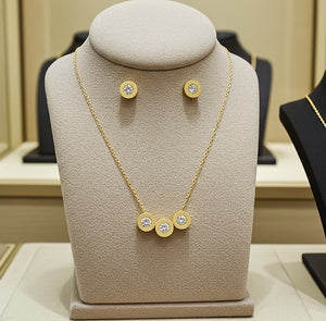 Set Completo in Oro Giallo 18k - Collana e Orecchini con diamante naturale 1,25 ct
