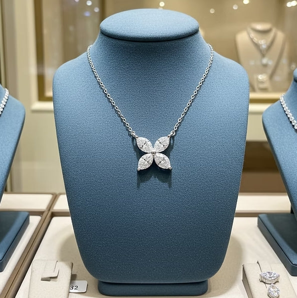 Collana con Ciondolo - Oro Bianco 18k diamanti naturali 0,64 ct