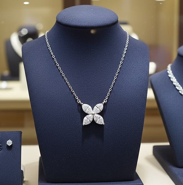 Collana con Ciondolo - Oro Bianco 18k diamanti naturali 0,64 ct