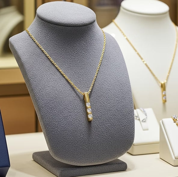 Collana trilogy in oro Giallo 18k con diamanti naturali 0.60ct