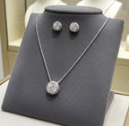 Set Completo in Oro Bianco 18k - Collana e Orecchini con diamante naturale 0,60ct