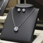 Set Completo in Oro Bianco 18k - Collana e Orecchini con diamante naturale 0,60ct