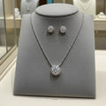 Set Completo in Oro Bianco 18k - Collana e Orecchini con diamante naturale 0,60ct