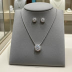 Set Completo in Oro Bianco 18k - Collana e Orecchini con diamante naturale 0,60ct