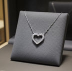 Collana cuore in oro Bianco 18k e diamanti naturali 0.54ct