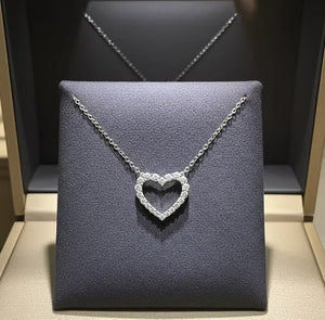 Collana cuore in oro Bianco 18k e diamanti naturali 0.54ct