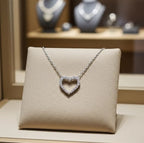 Collana cuore in oro Bianco 18k e diamanti naturali 0.54ct