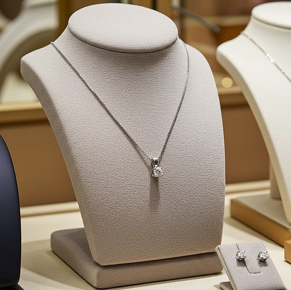 Set Completo in Oro Bianco 18k - Collana e Orecchini con diamante naturale 1,05 ct