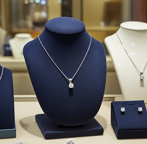 Set Completo in Oro Bianco 18k - Collana e Orecchini con diamante naturale 1,05 ct