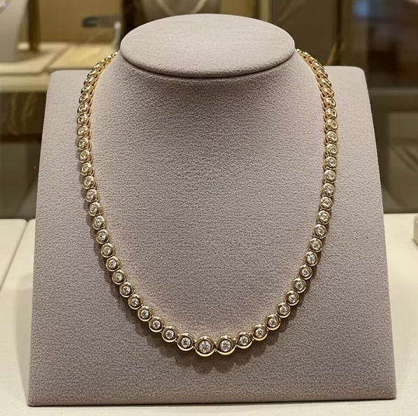 Collana tennis a cipollina in oro Giallo 18k e diamanti naturali 6.40ct