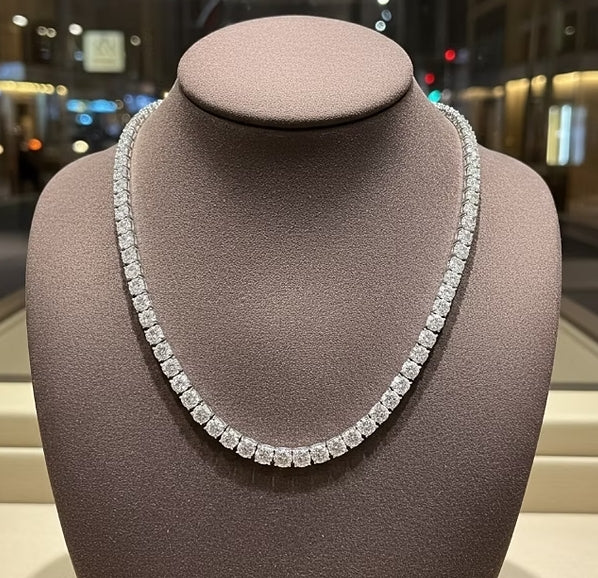Collana tennis in oro Bianco 18k  e diamanti naturali 13ct