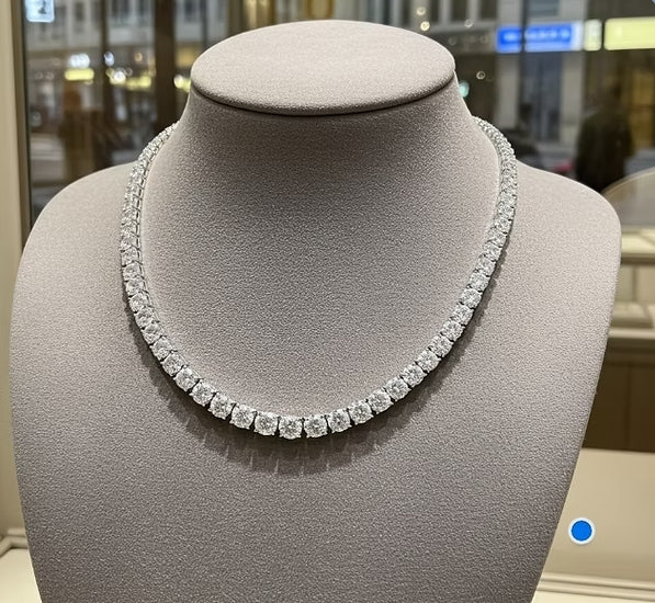 Collana tennis in oro Bianco 18k  e diamanti naturali 13ct