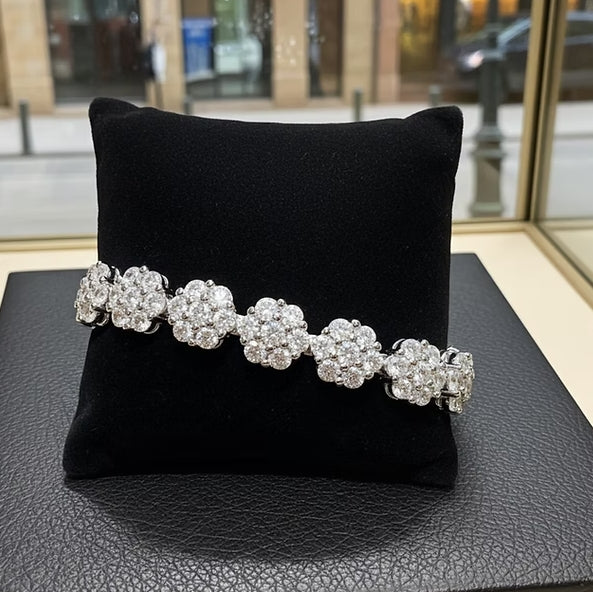 Bracciale Tennis Fiorellino in oro bianco 18k - 4,92 ct diamanti naturale