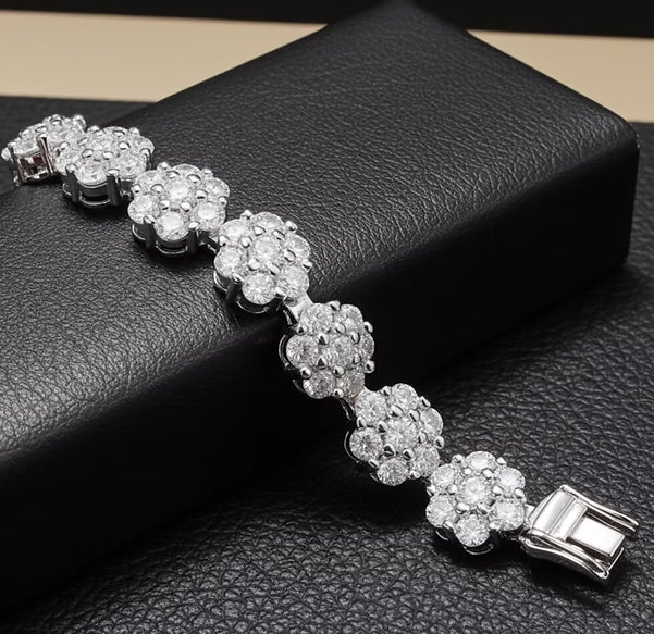 Bracciale Tennis Fiorellino in oro bianco 18k - 4,92 ct diamanti naturale