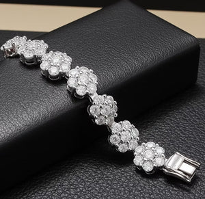 Bracciale Tennis Fiorellino in oro bianco 18k - 4,92 ct diamanti naturale