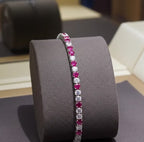 Bracciale tennis - Oro Bianco 18k - 3,50 ct Diamante Naturale e Rubini