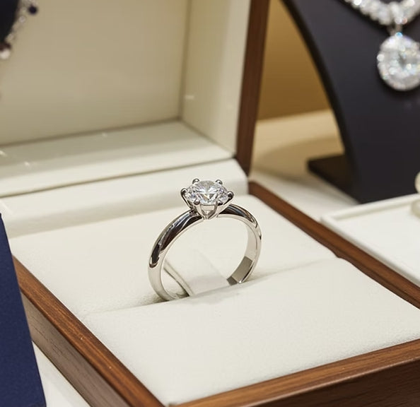 Anello solitario diamante naturale 0,59ct certificato IGI D IF