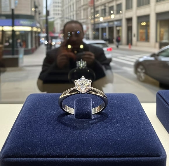 Anello solitario diamante naturale 0,59ct certificato IGI D IF