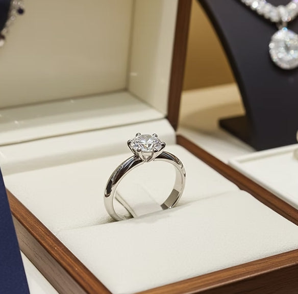 Anello solitario diamante naturale 0,74ct certificato IGI D IF