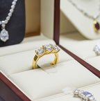 Anello Trilogy in oro Giallo 18k con diamanti naturali 0.36ct