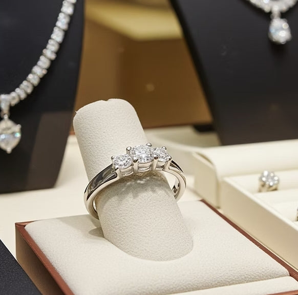 Anello Trilogy in oro bianco 18k con diamanti naturali 1,35 ct