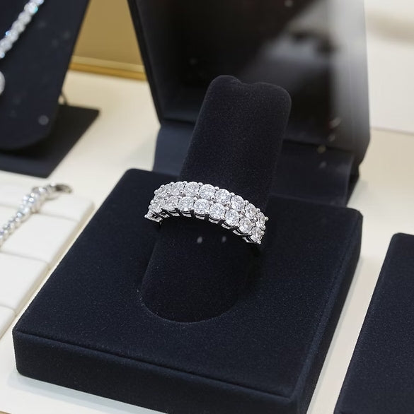 Anello riviera in oro bianco 18k - 18 diamanti naturali 1,08 ct