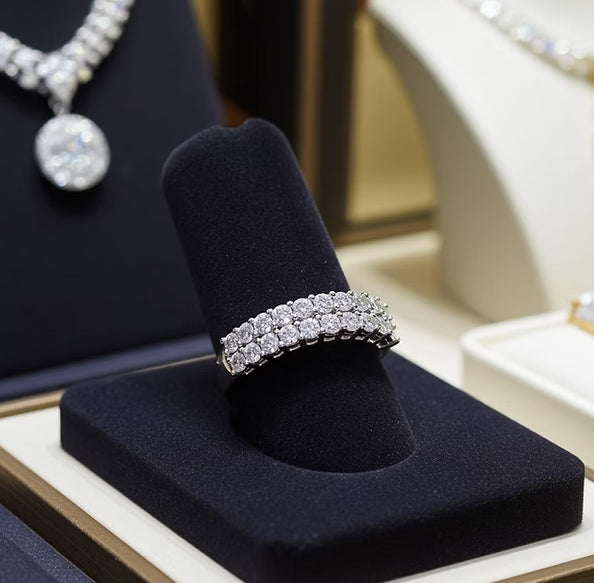 Anello riviera in oro bianco 18k - 18 diamanti naturali 1,08 ct
