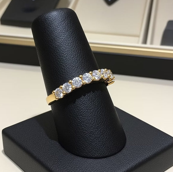 Anello riviera in oro bianco 18k - 9 diamanti naturali 1,17 ct