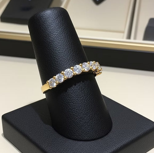 Anello riviera in oro bianco 18k - 9 diamanti naturali 1,17 ct