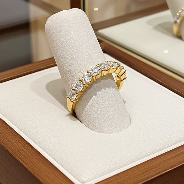 Anello riviera in oro bianco 18k - 9 diamanti naturali 1,17 ct