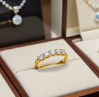 Anello riviera in oro bianco 18k con 5 diamanti naturali 0,75 ct
