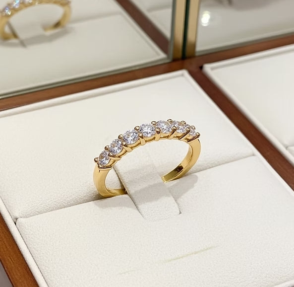 Anello riviera in oro bianco 18k con 7 diamanti naturali 1.12ct