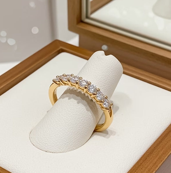 Anello riviera in oro bianco 18k con 7 diamanti naturali 1.12ct