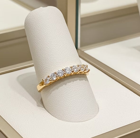 Anello riviera in oro bianco 18k con 7 diamanti naturali 1.12ct