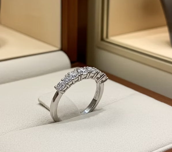 Anello riviera in oro bianco 18k con 5 diamanti naturali 0,50 ct
