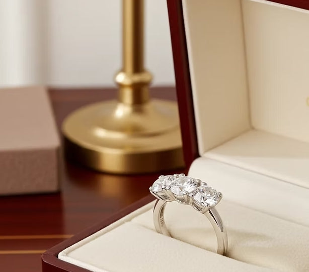 Anello Trilogy in oro bianco 18k e diamanti naturali 0,75 ct