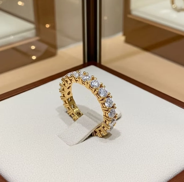 Anello veretta in oro Giallo 18k con diamanti 0,95 ct