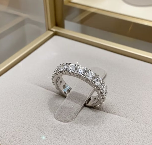 Anello veretta - Oro Bianco 18k - diamanti naturali 2,38 ct