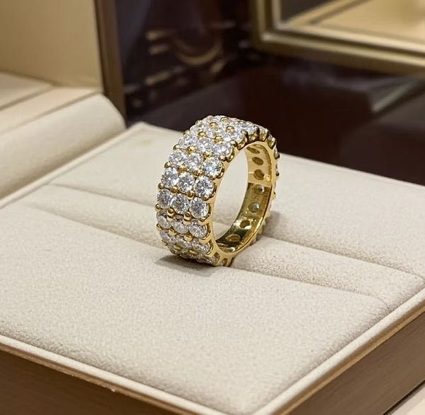 Anello veretta in oro Giallo 18k e diamanti naturali 3.60ct