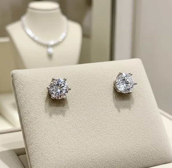 orecchini certificato IGI in oro bianco 18k e 2 diamanti naturali 0,64ct