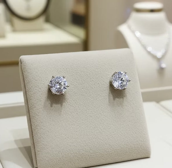 orecchini certificato IGI in oro bianco 18k e 2 diamanti naturali 0,64ct