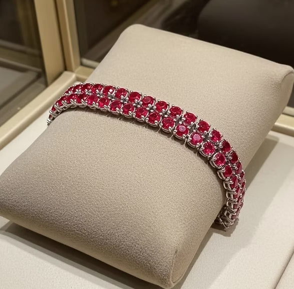Bracciale - 18 carati Oro bianco - 4.30ct. tw. Rubino - Diamante