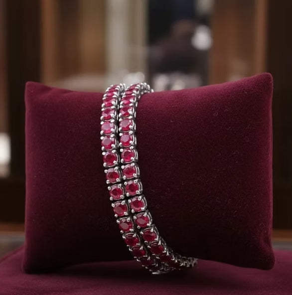 Bracciale - 18 carati Oro bianco - 4.30ct. tw. Rubino - Diamante