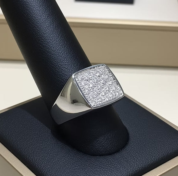 Anello Uomo - Oro Bianco 18k - 1,00ct. tw. Diamante (Naturale)