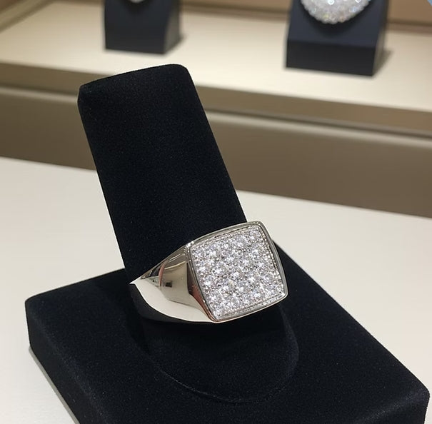 Anello Uomo - Oro Bianco 18k - 1,00ct. tw. Diamante (Naturale)
