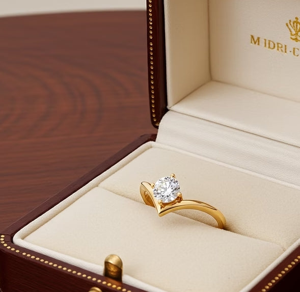 Anello solitario diamante naturale 0,50ct certificato IGI D IF