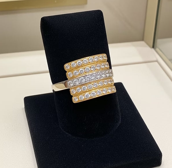 Anello Riviera - 18 carati Oro Bicolore - 3,32ct. tw. Diamante (Naturale)